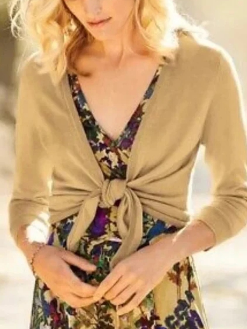 NWT Peruvian Connection Nikki Tie-Waist Cardigan Sweater Sz M Beeswax